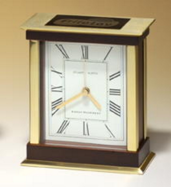 Gold and Mahogany Clock (4 3/4"x 5 3/4" x 2 1/2")